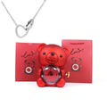 Colar Dueto de Amor + Urso com Rosa Eternizada