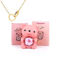 Colar Dueto de Amor + Urso com Rosa Eternizada